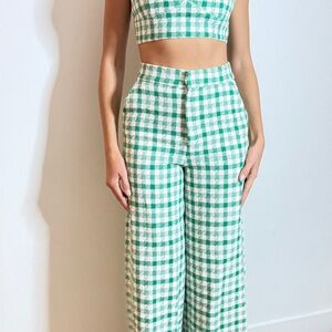 Green Plaid Women's Pants